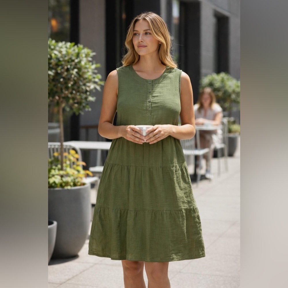Columbia Women’s Crimson Point FS Breezy Green Cotton Dress With Pockets